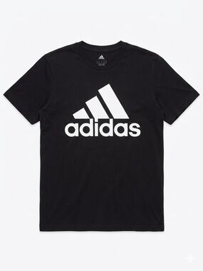 adidas Black Tee with White Trefoil-Style Logo